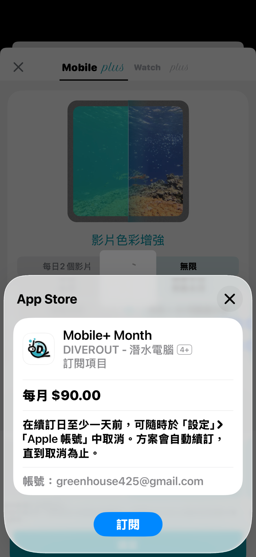 App Store 訂閱確認